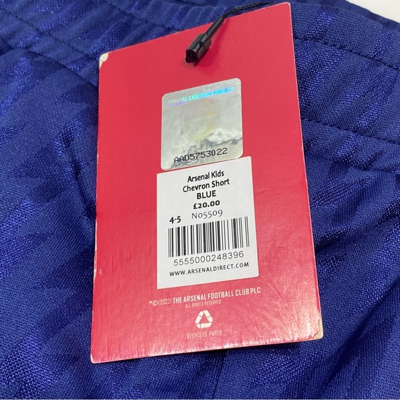 NEW - Arsenal Kids - Chevron Shorts - Blue - Size 4-5 - Picture 3 of 6